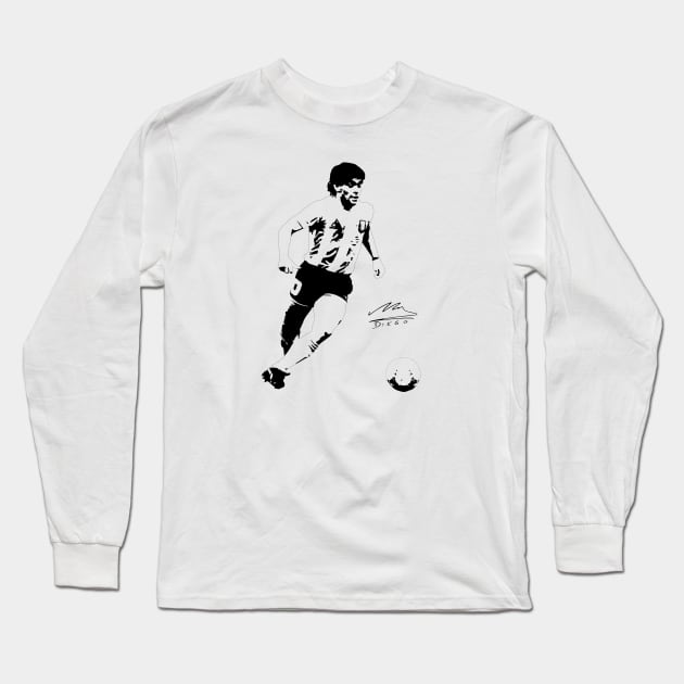 Maradona El Diego Napoli Black White Long Sleeve T-Shirt by zadaID